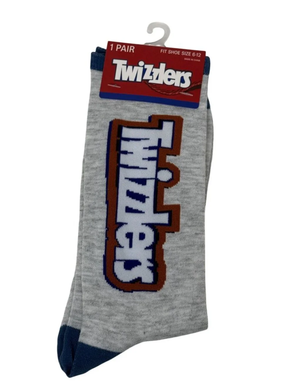 Twizzlers Crew Socks Men's 6-12 Gray Novelty NWT